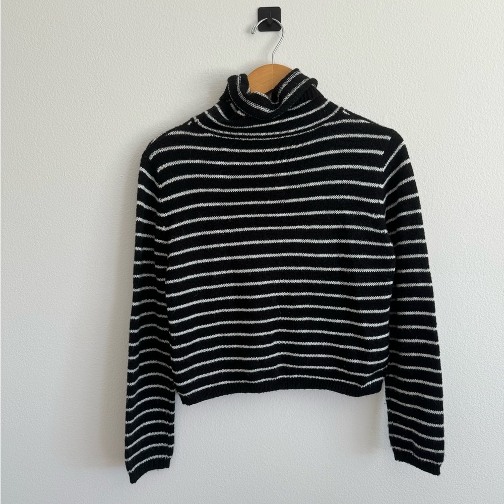 Mod Ref Striped Black Turtleneck Sweater - image 3